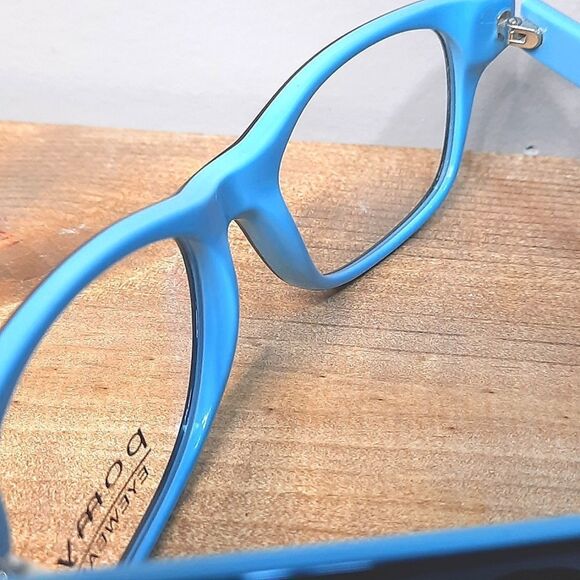 NEW Rx'able Eyeglass Frame; POMY, blue/black lightweight glasses 52-18-145 - Picture 5 of 6